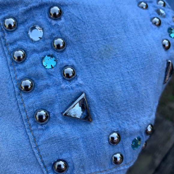 Vintage Denim Rhinestone Bedazzled Snap Up Shirt - Picture 5 of 16
